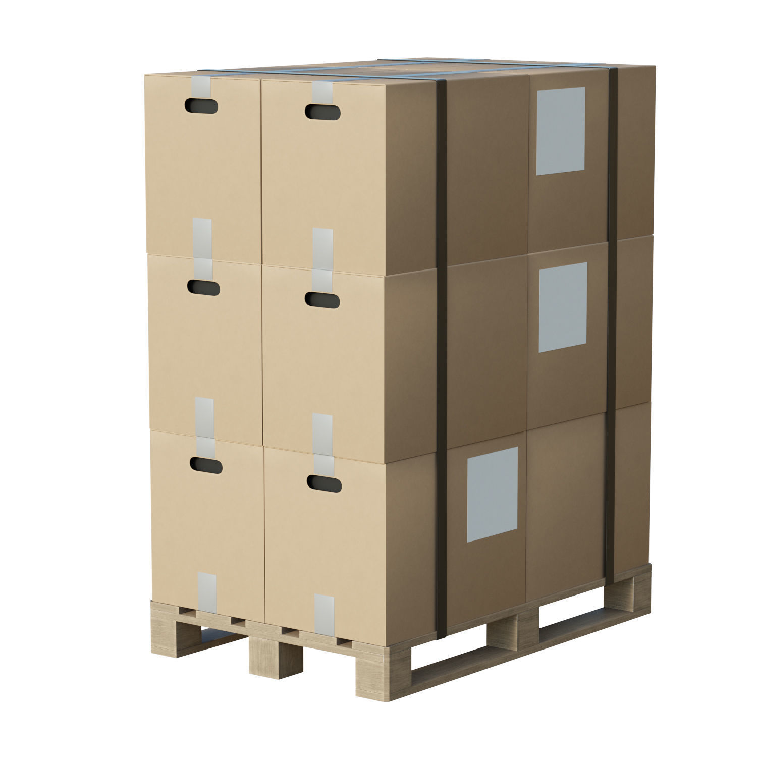 Cardboard Boxes On Pallet Low-poly 3D model_1