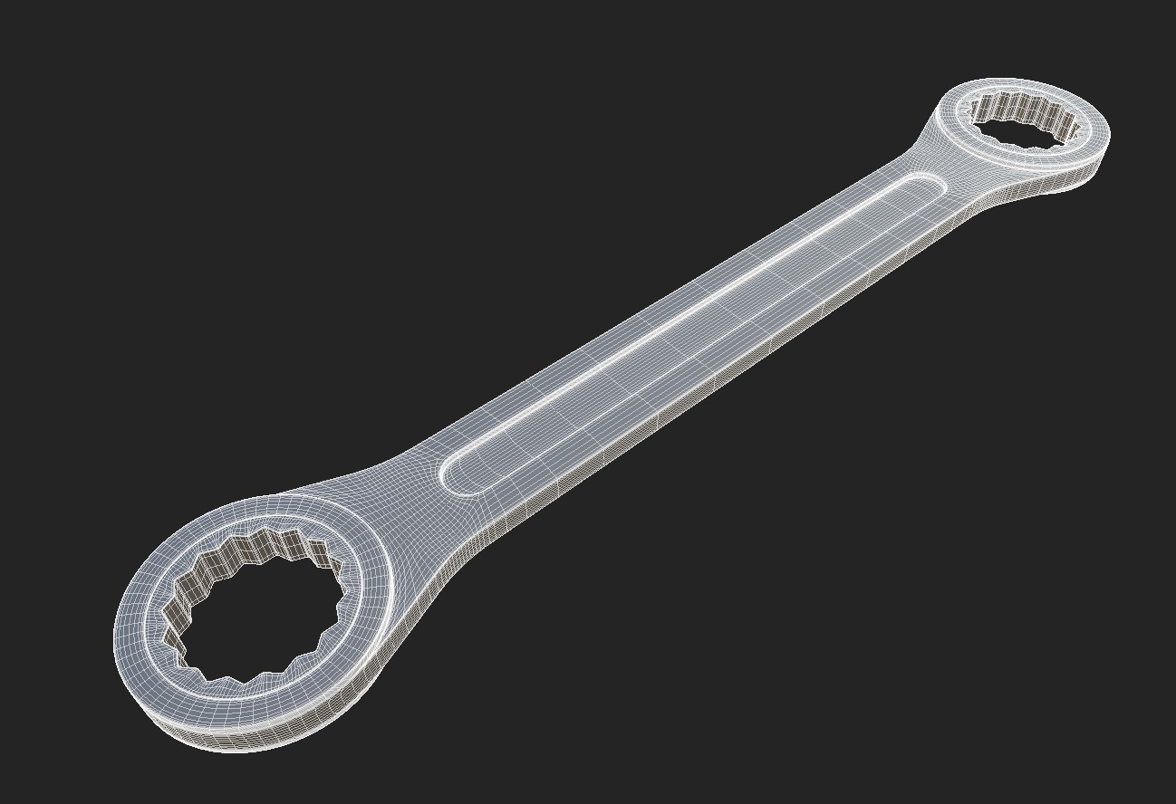 Silver Wrench Low-poly 3D model_11