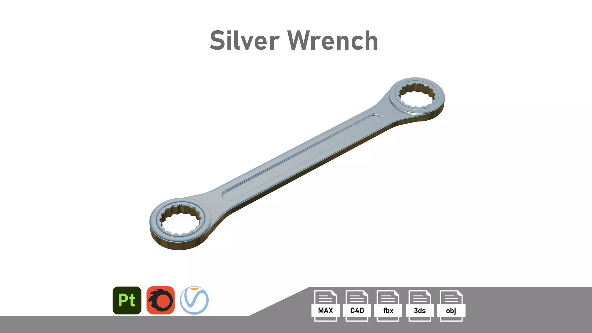 Silver Wrench Low-poly 3D model_0