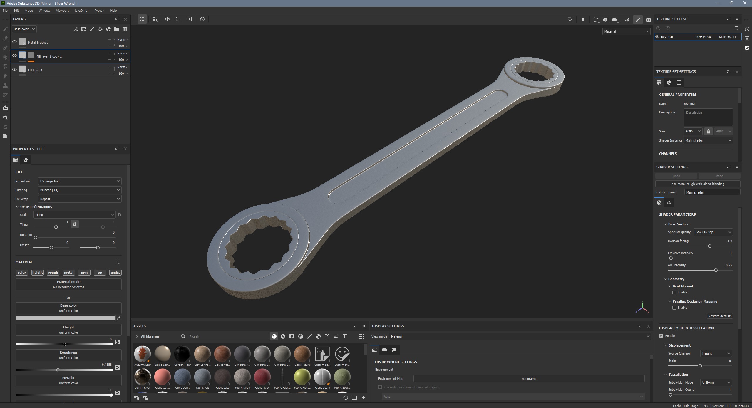 Silver Wrench Low-poly 3D model_10
