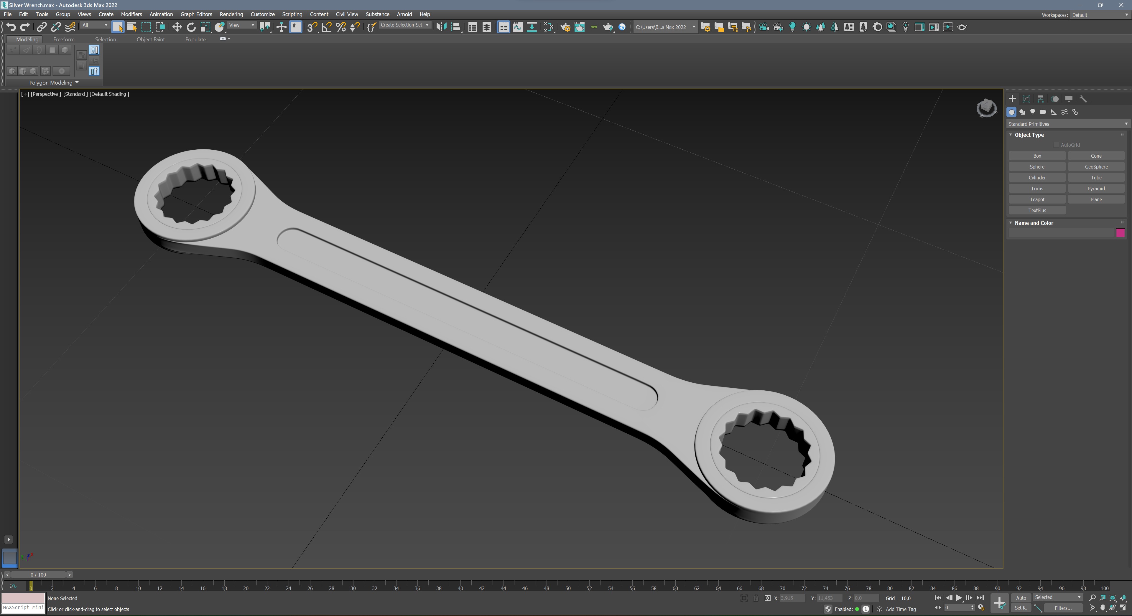 Silver Wrench Low-poly 3D model_9