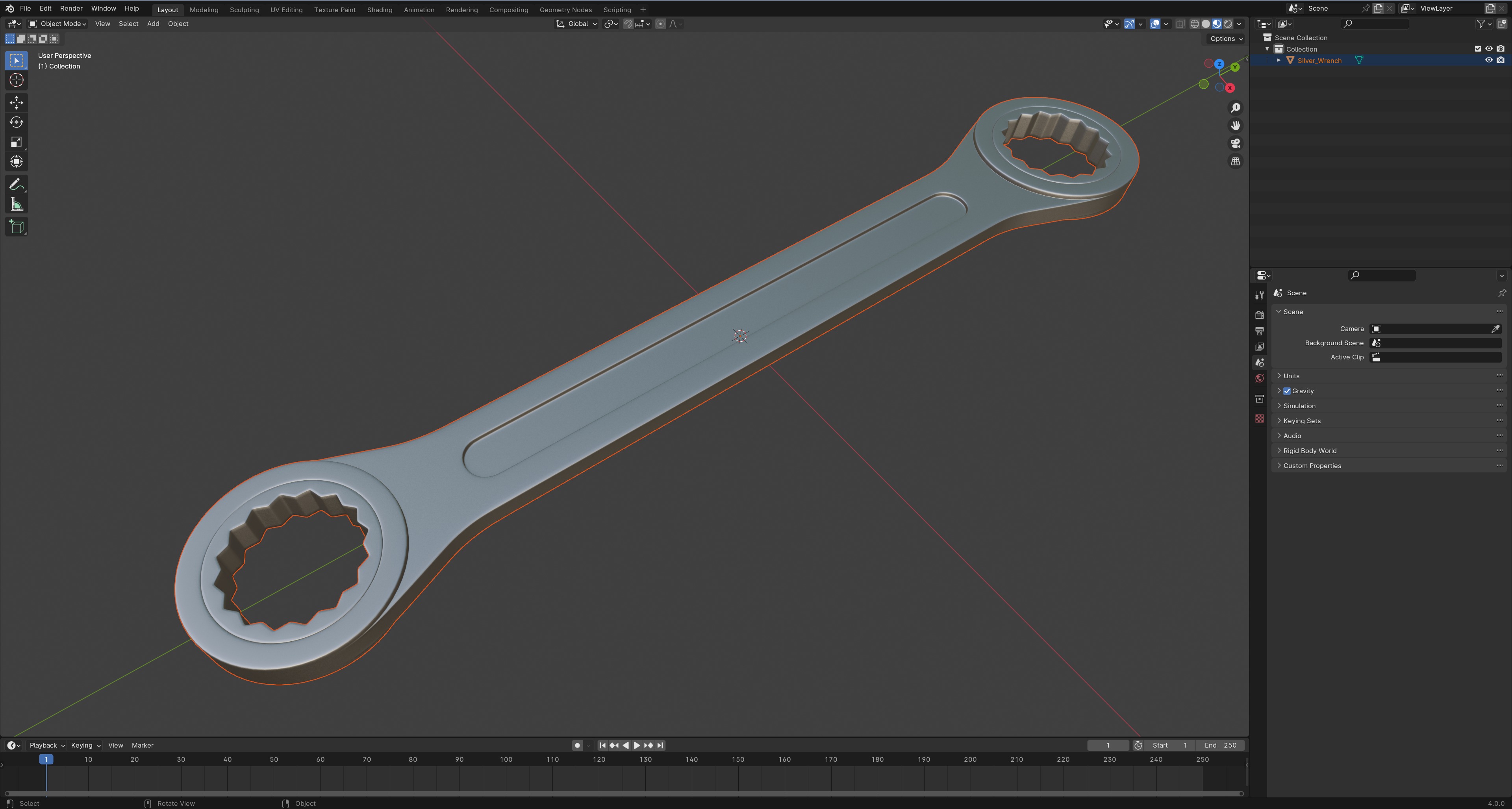 Silver Wrench Low-poly 3D model_8