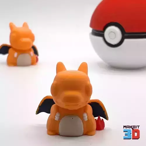 3D Printable ChibiCharzrd With Print in Place PokebaII 3D print model