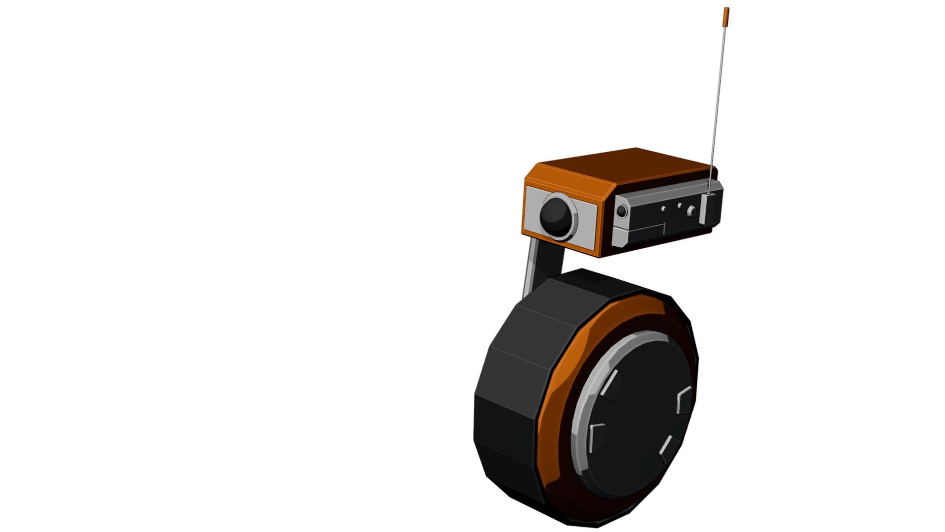 Wheel-robot Low-poly 3D model_9