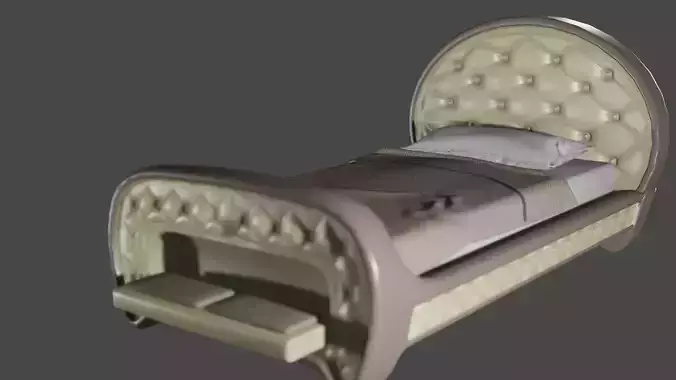 Rigged Gold Quilted Bed 3D model