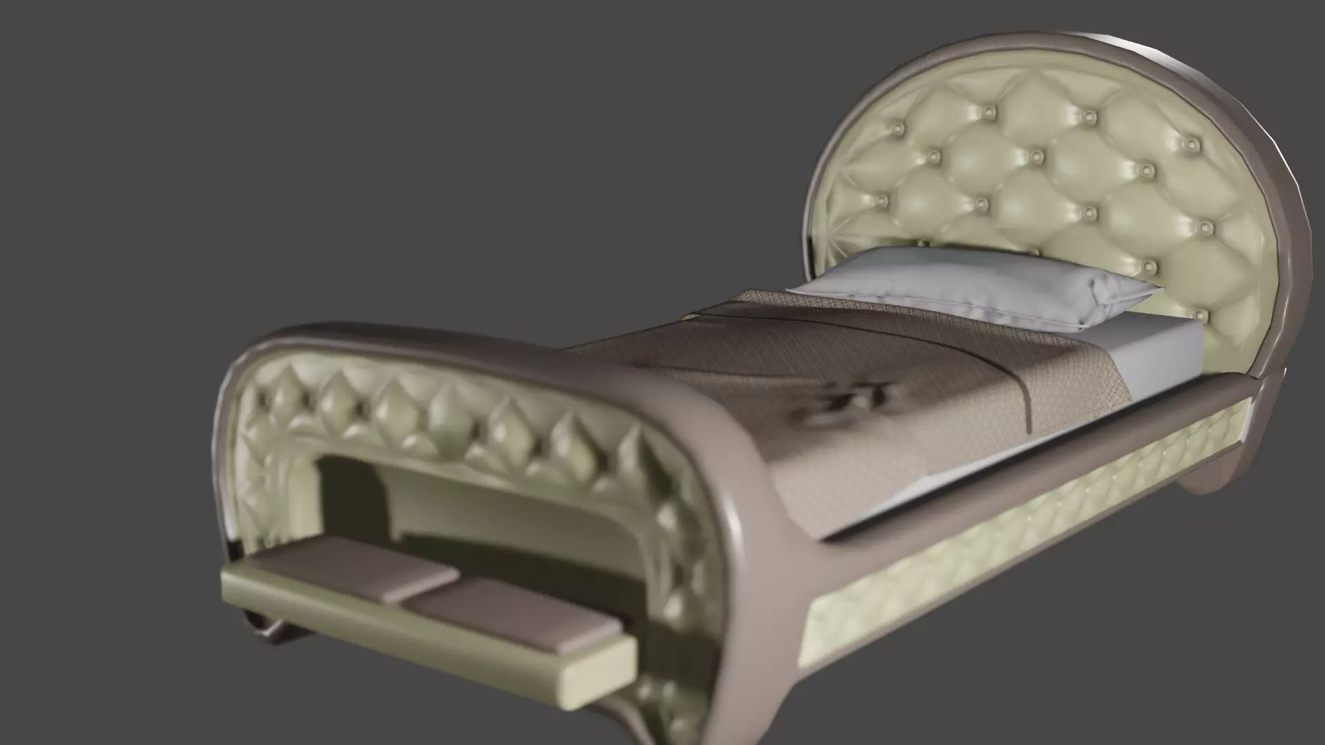 Rigged Gold Quilted Bed 3D model