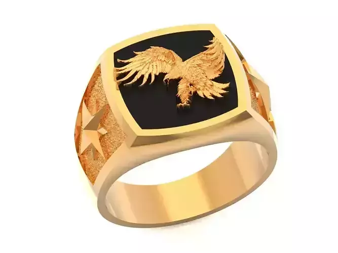 Black Onyx Ring Relief  Eagle 1315