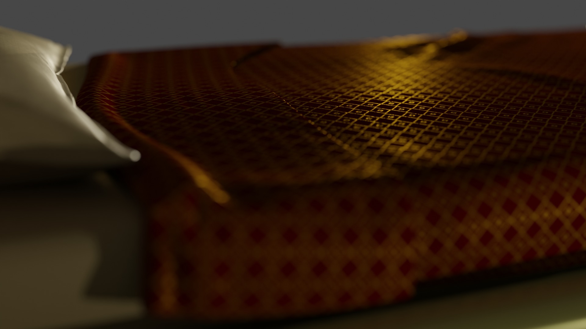 Rigged Red Quilted Bed 3D model_4
