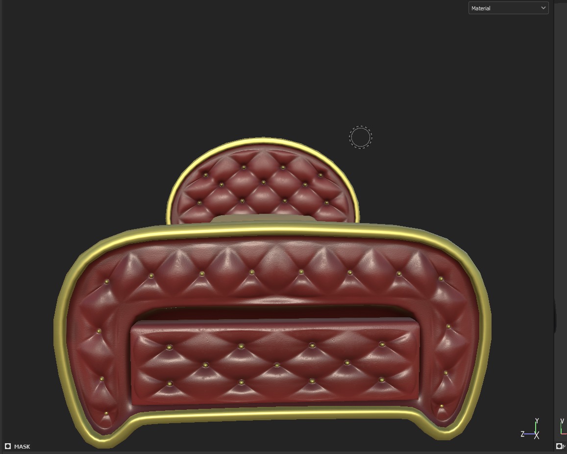 Rigged Red Quilted Bed 3D model_8