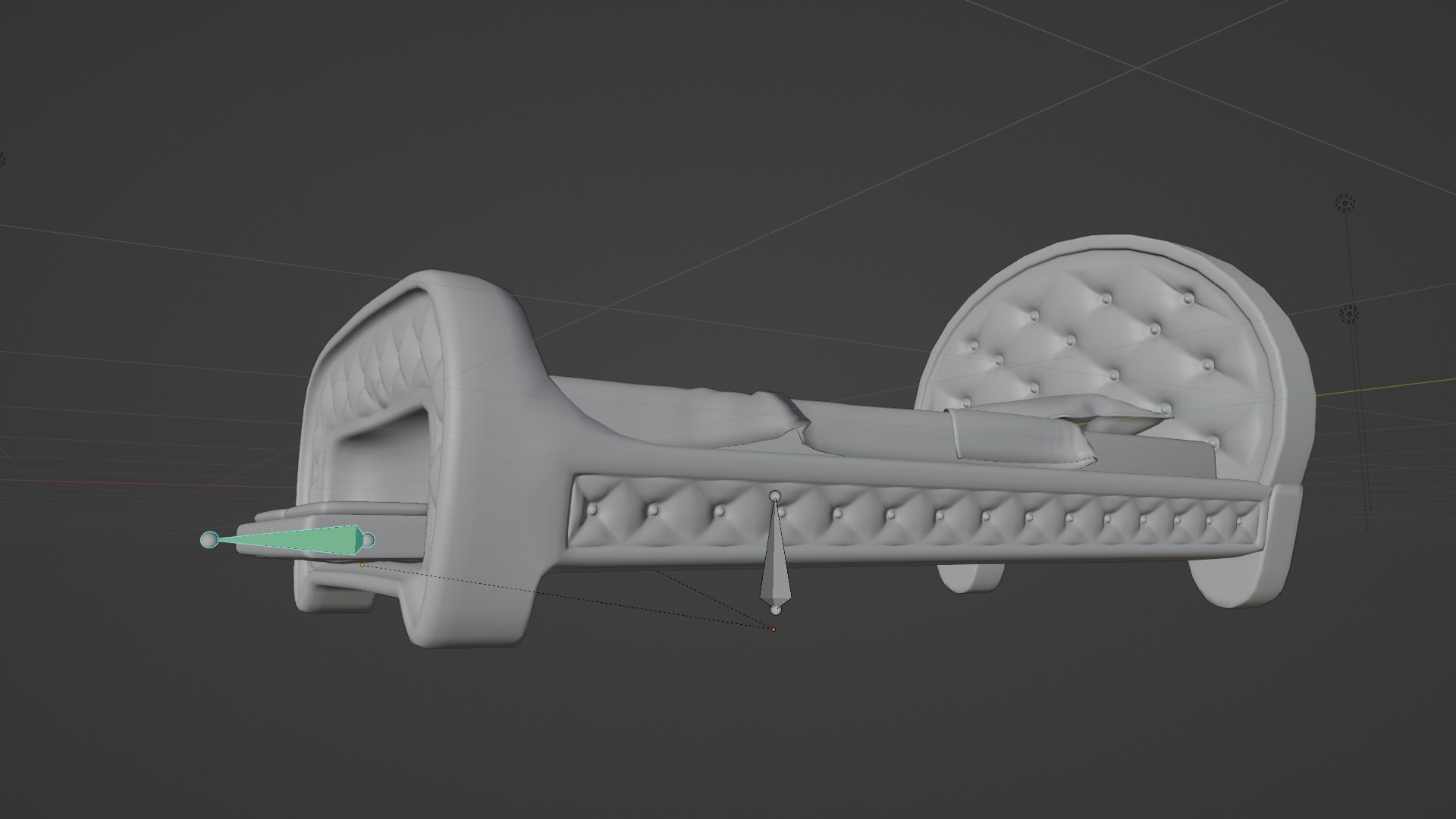 Rigged Red Quilted Bed 3D model_10