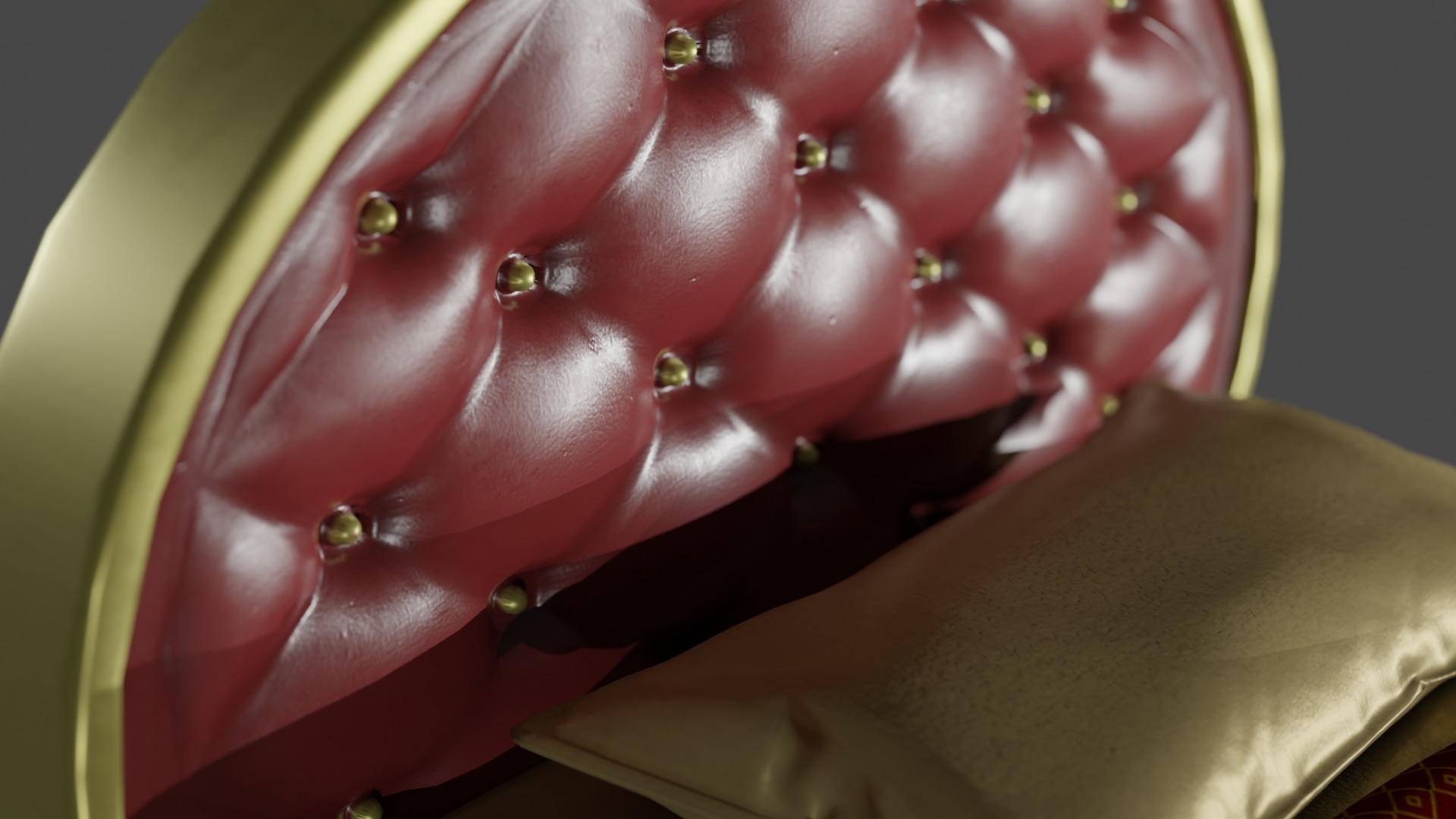 Rigged Red Quilted Bed 3D model_1