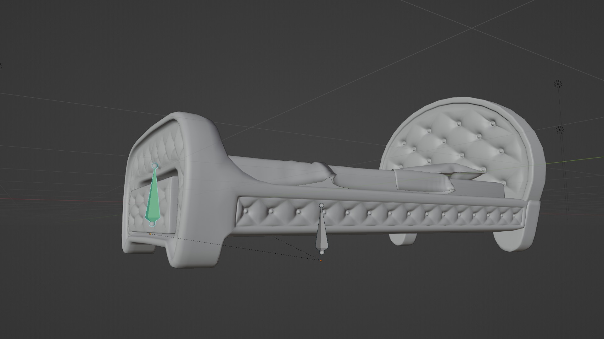 Rigged Red Quilted Bed 3D model_9