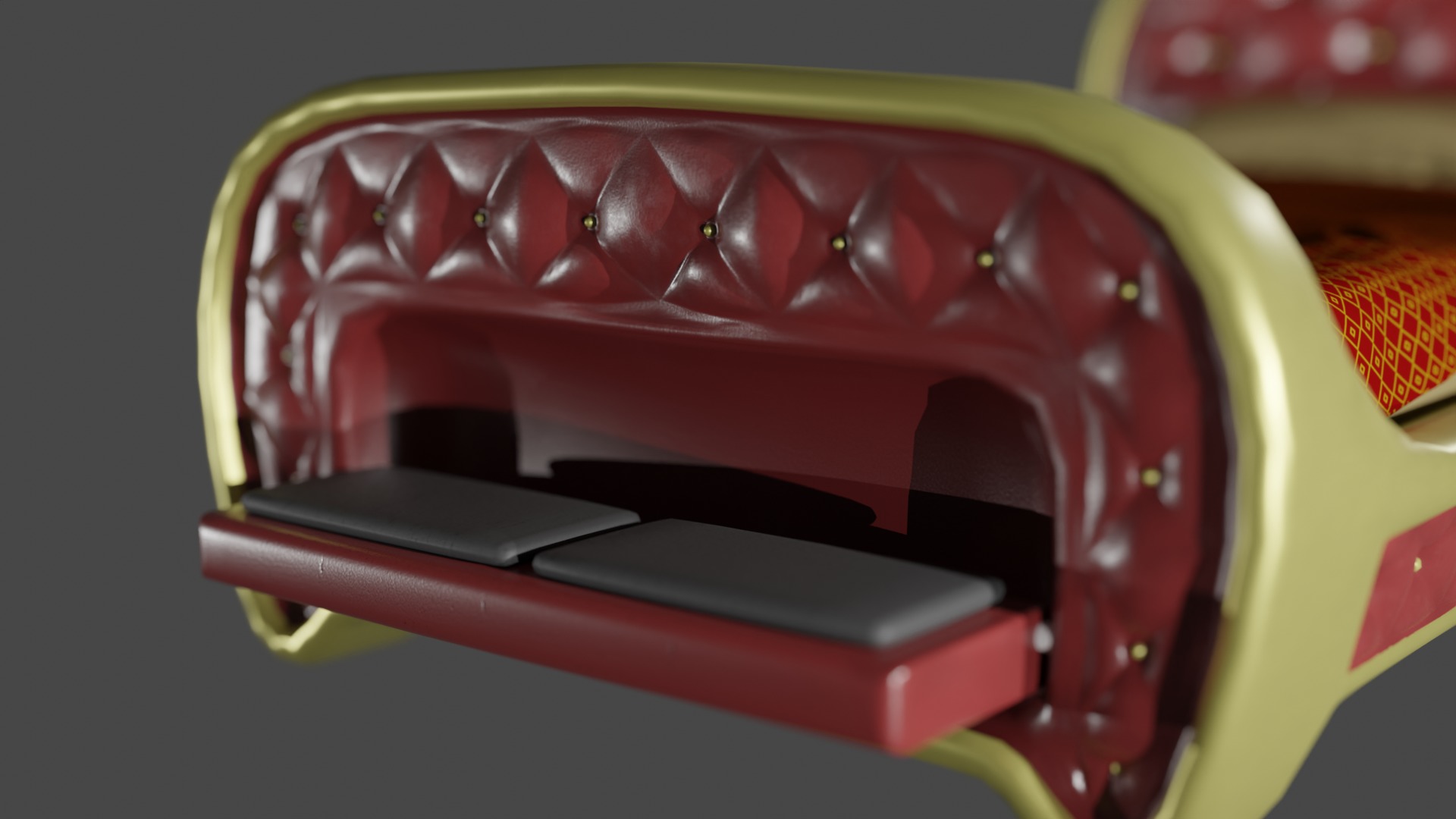 Rigged Red Quilted Bed 3D model_2