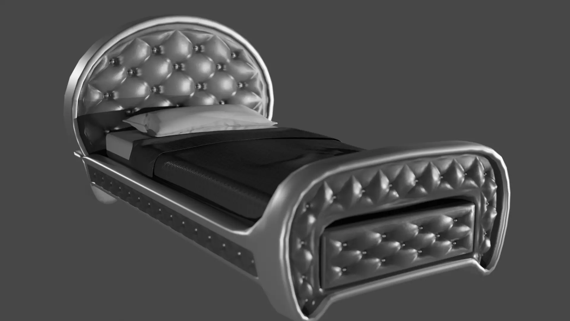 Rigged Silver Quilted Bed 3D model