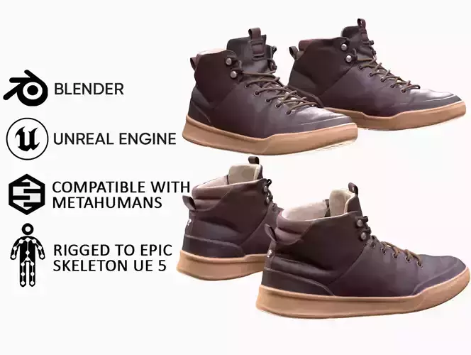Shoes 6 - All MH Bodies and UE5 Skeletons - Rigged Low-poly 3D model