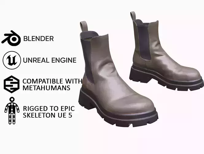 Boots 59 - All MH Bodies and UE5 Skeletons - Rigged Low-poly 3D model Boots 59 - All MH Bodies and UE5 Skeletons - Rigged Low-poly 3D model