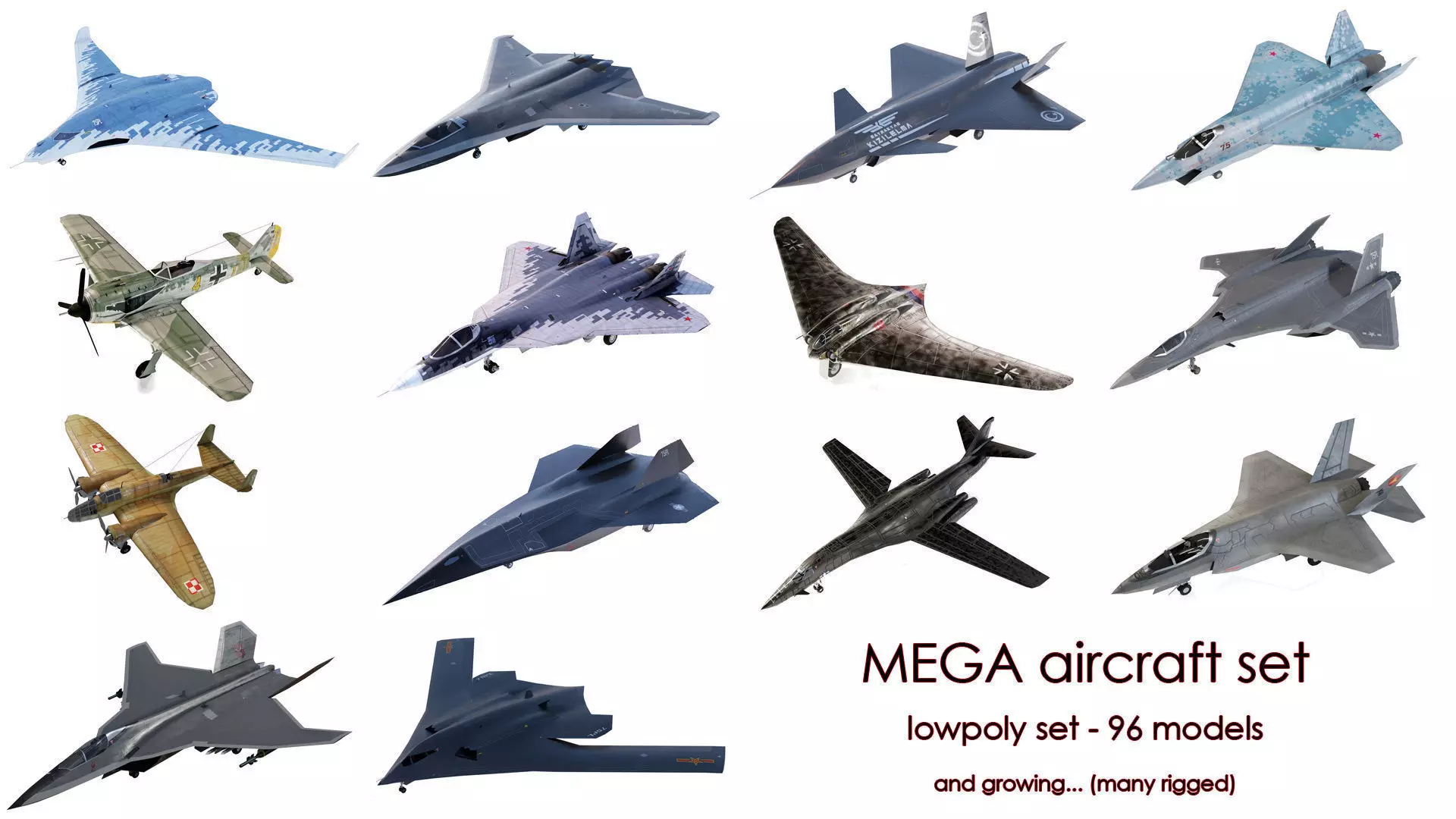 MEGA Aircraft set - all 96 models 3D Model Collection_0