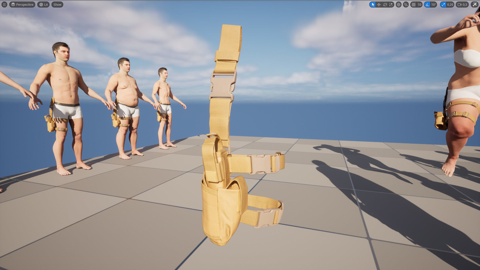 Tactical Holster 18 - All MH Bodies and UE5 Skeletons - Rigged Low-poly 3D model_18