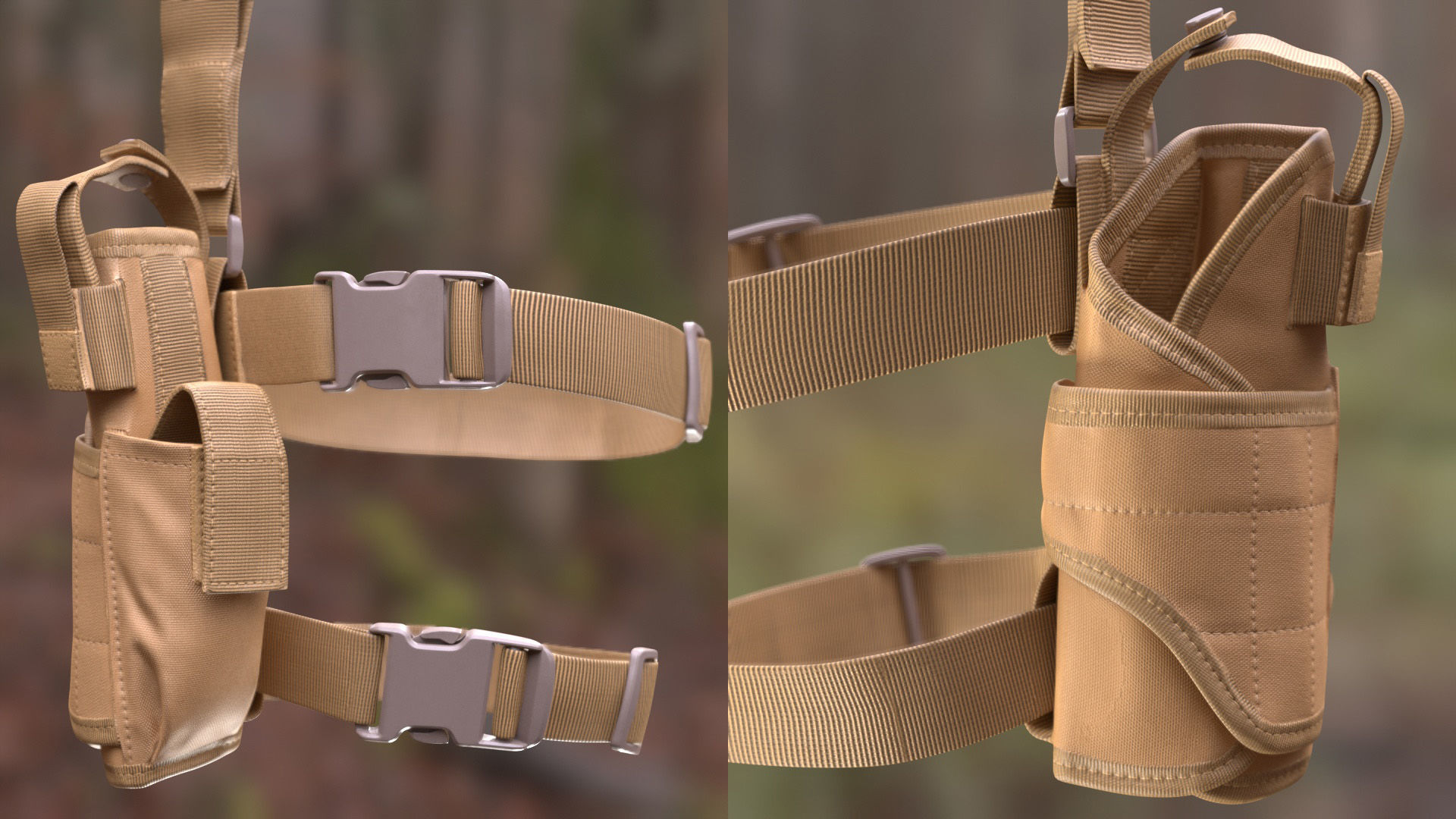Tactical Holster 18 - All MH Bodies and UE5 Skeletons - Rigged Low-poly 3D model_12