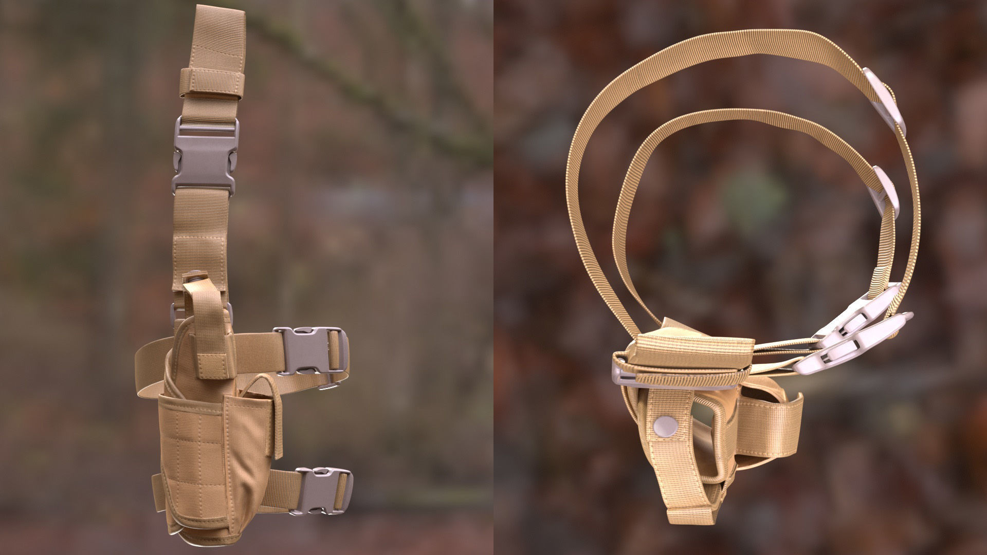 Tactical Holster 18 - All MH Bodies and UE5 Skeletons - Rigged Low-poly 3D model_8