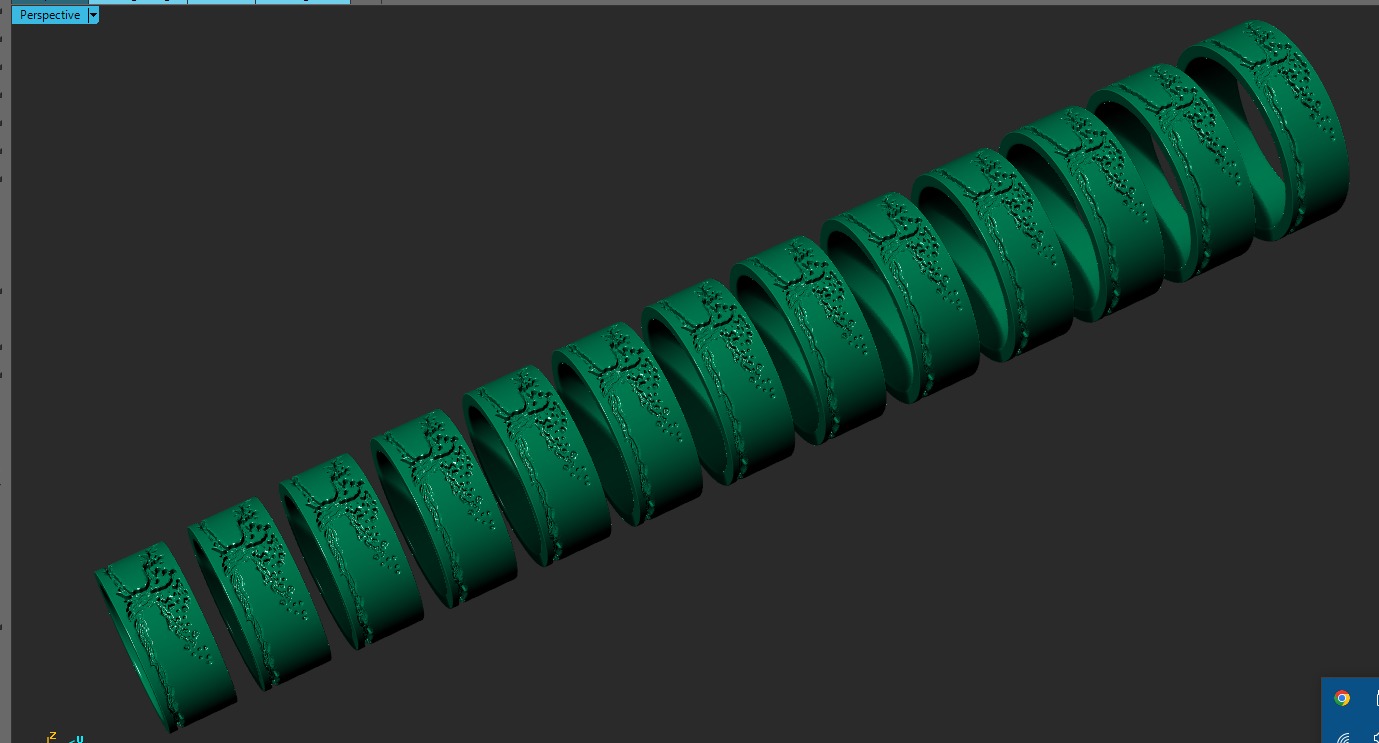 SET OF 13 SIZES WEDDING RINGS WITH THE IMAGE OF A TREE 3D print model_5