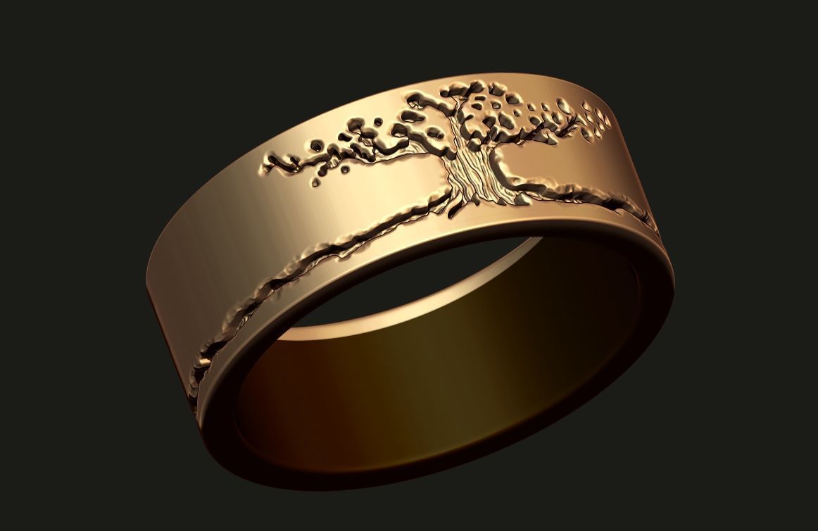 SET OF 13 SIZES WEDDING RINGS WITH THE IMAGE OF A TREE 3D print model_2