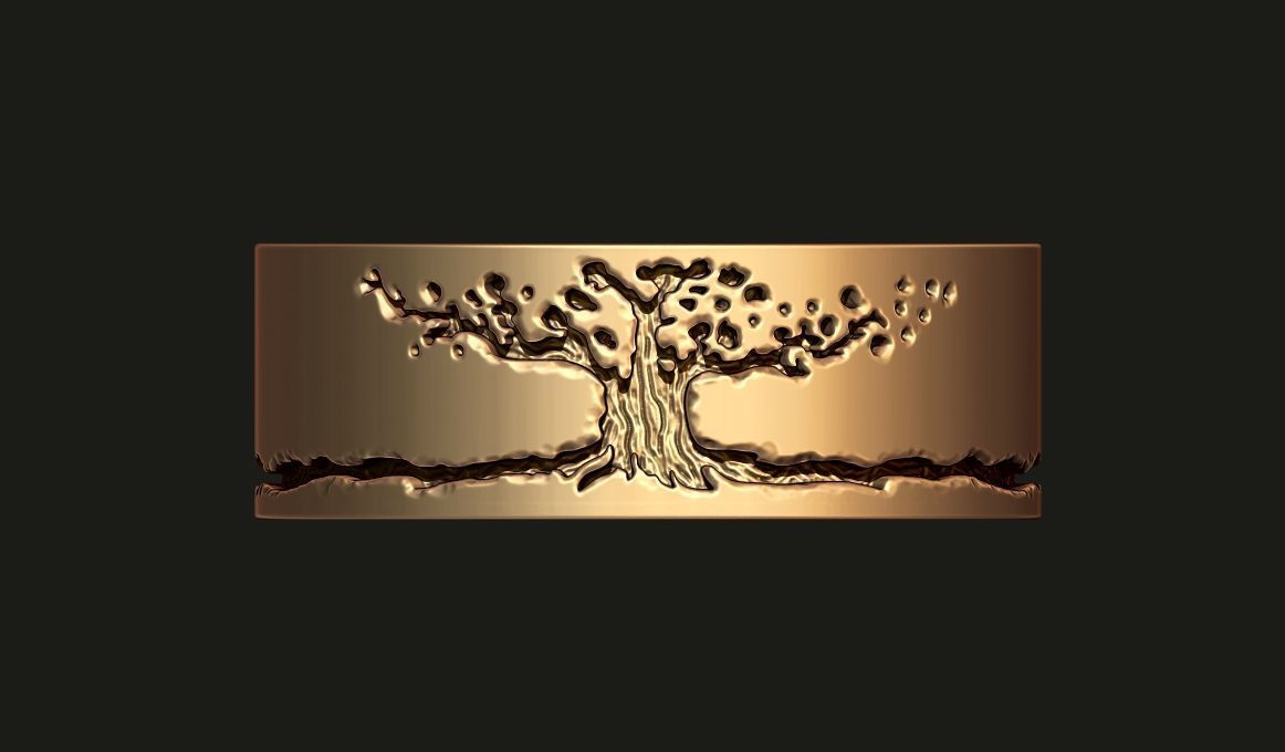 SET OF 13 SIZES WEDDING RINGS WITH THE IMAGE OF A TREE 3D print model_1