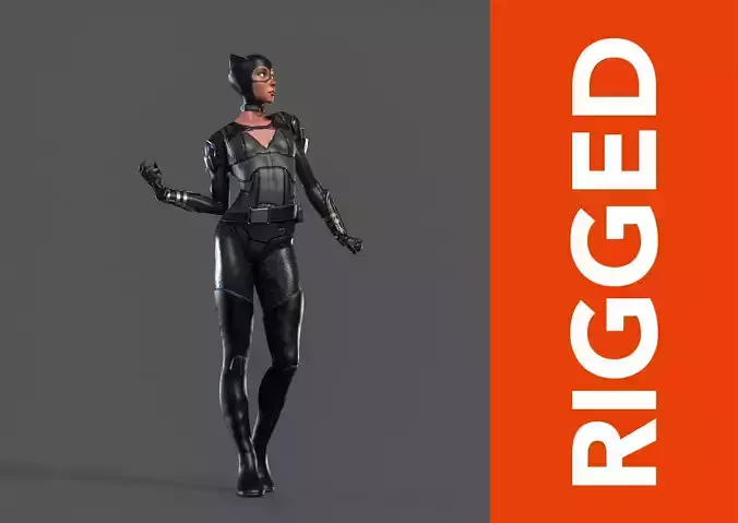 Catwoman Rig Low-poly 3D model