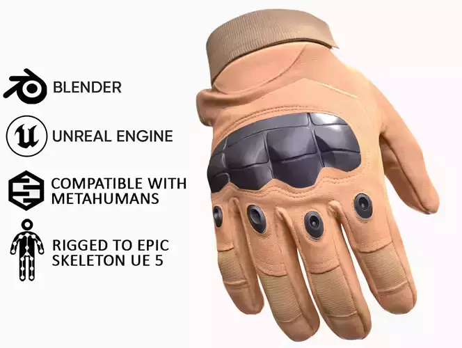 Tactical Gloves 14 - All MH Bodies and UE5 Skeletons - Rigged
