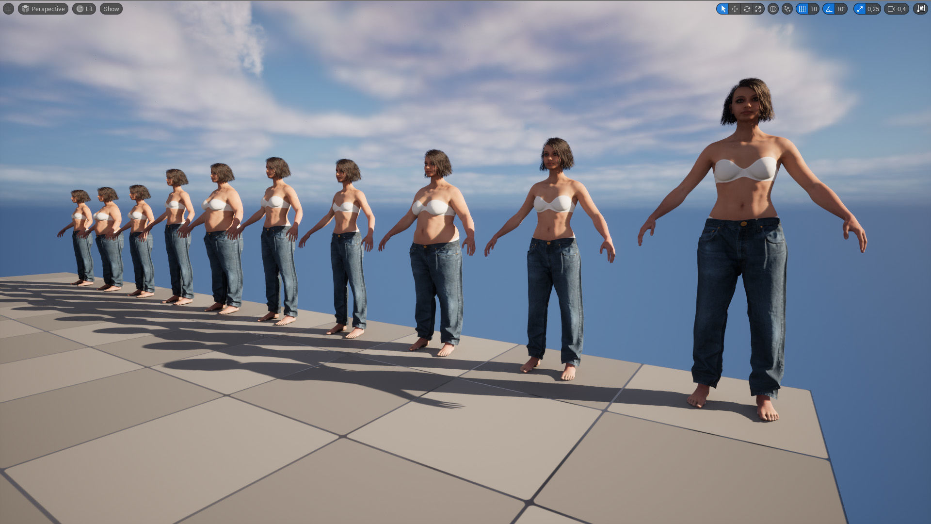 Jeans 11 - All MH Bodies and UE5 Skeletons - Rigged Low-poly 3D model_15