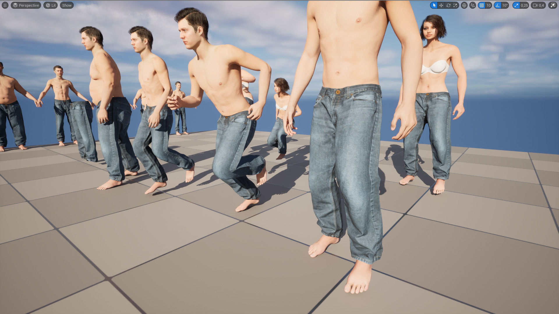 Jeans 11 - All MH Bodies and UE5 Skeletons - Rigged Low-poly 3D model_13