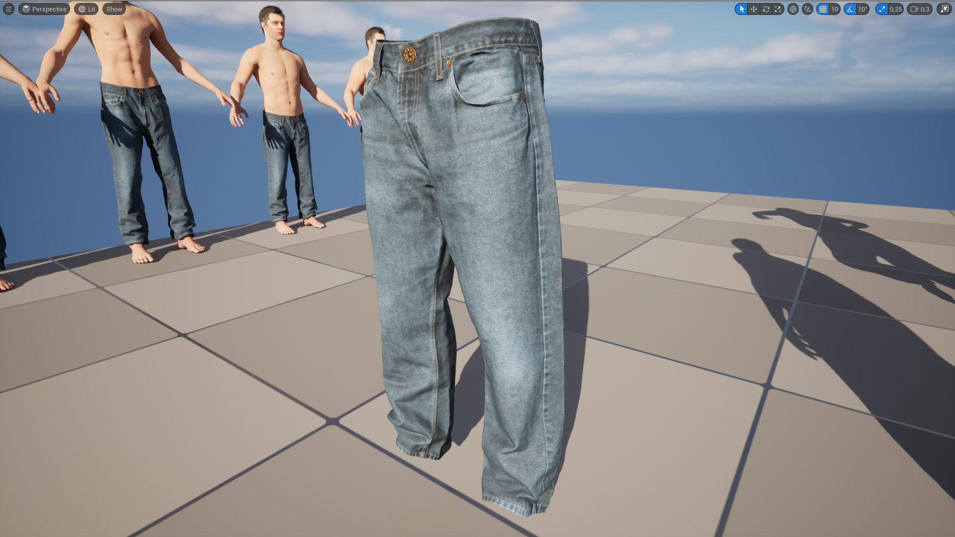 Jeans 11 - All MH Bodies and UE5 Skeletons - Rigged Low-poly 3D model_17