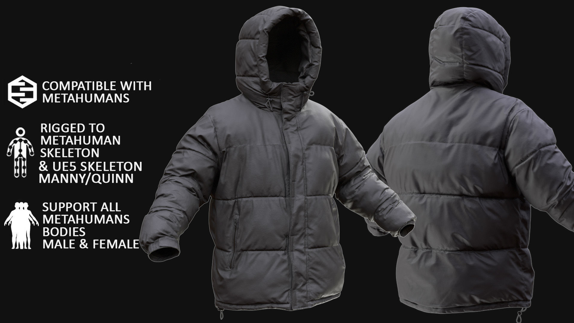 Puffer 10 - All MH Bodies and UE5 Skeletons - Rigged Low-poly 3D model_3