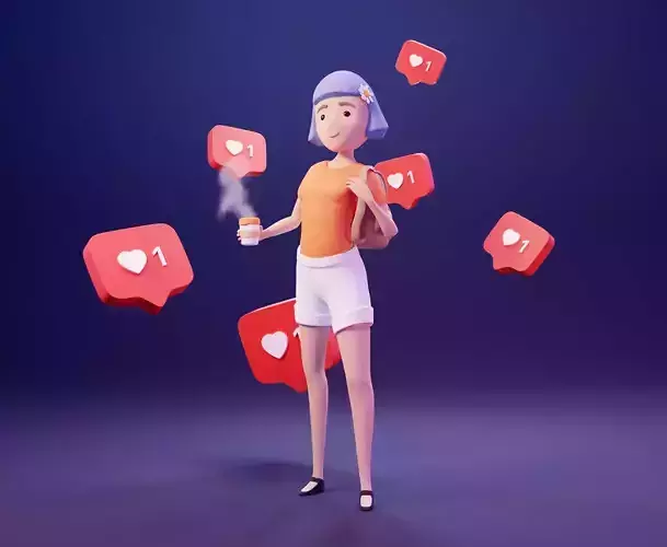 Girls with cell Phones 3D model