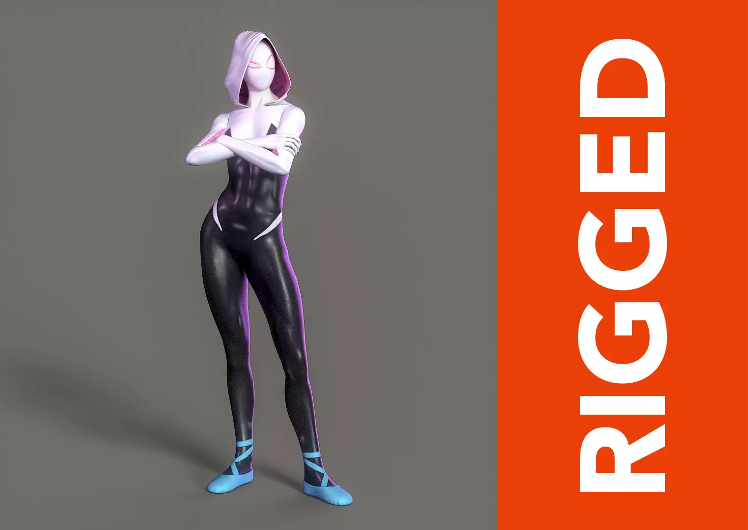 Spider-Gwen Rig Low-poly 3D model