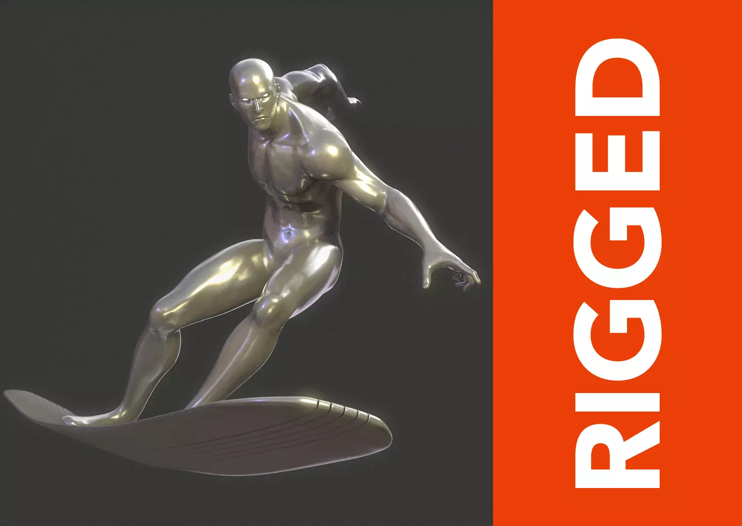 Silver Surfer Rig Free low-poly 3D model