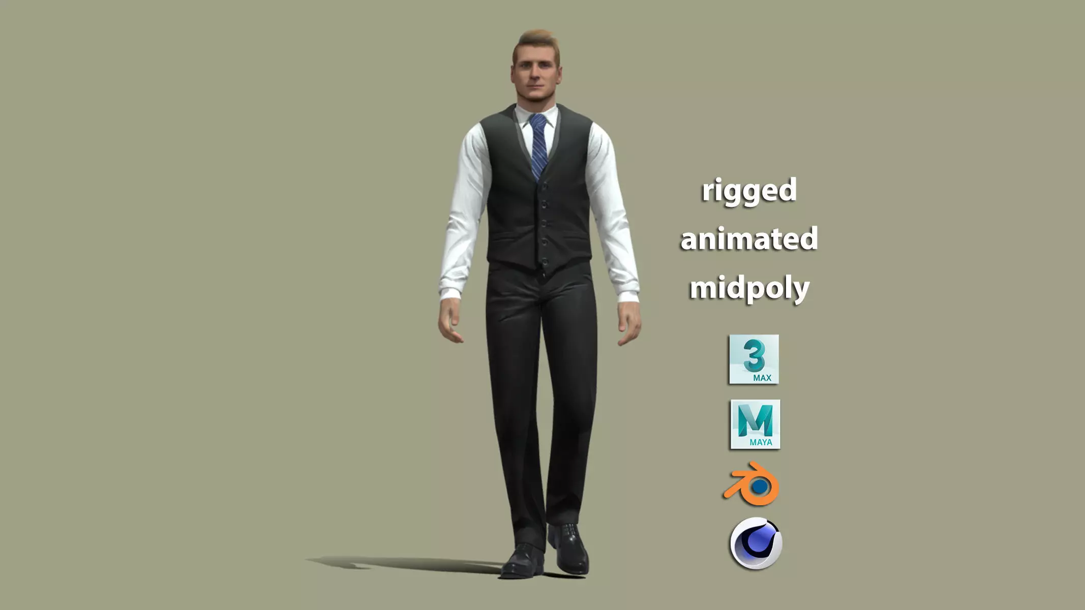 3D Rigged Businessman walking 3D model