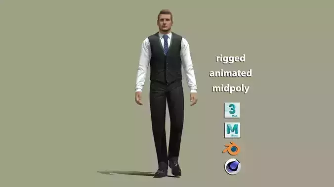 3D Rigged Businessman walking