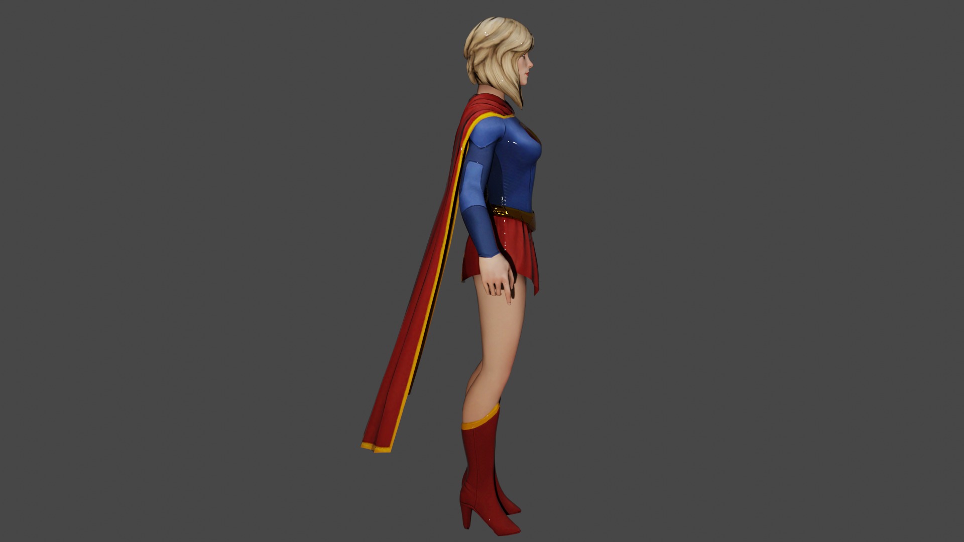 Supergirl Low-poly 3D model_3