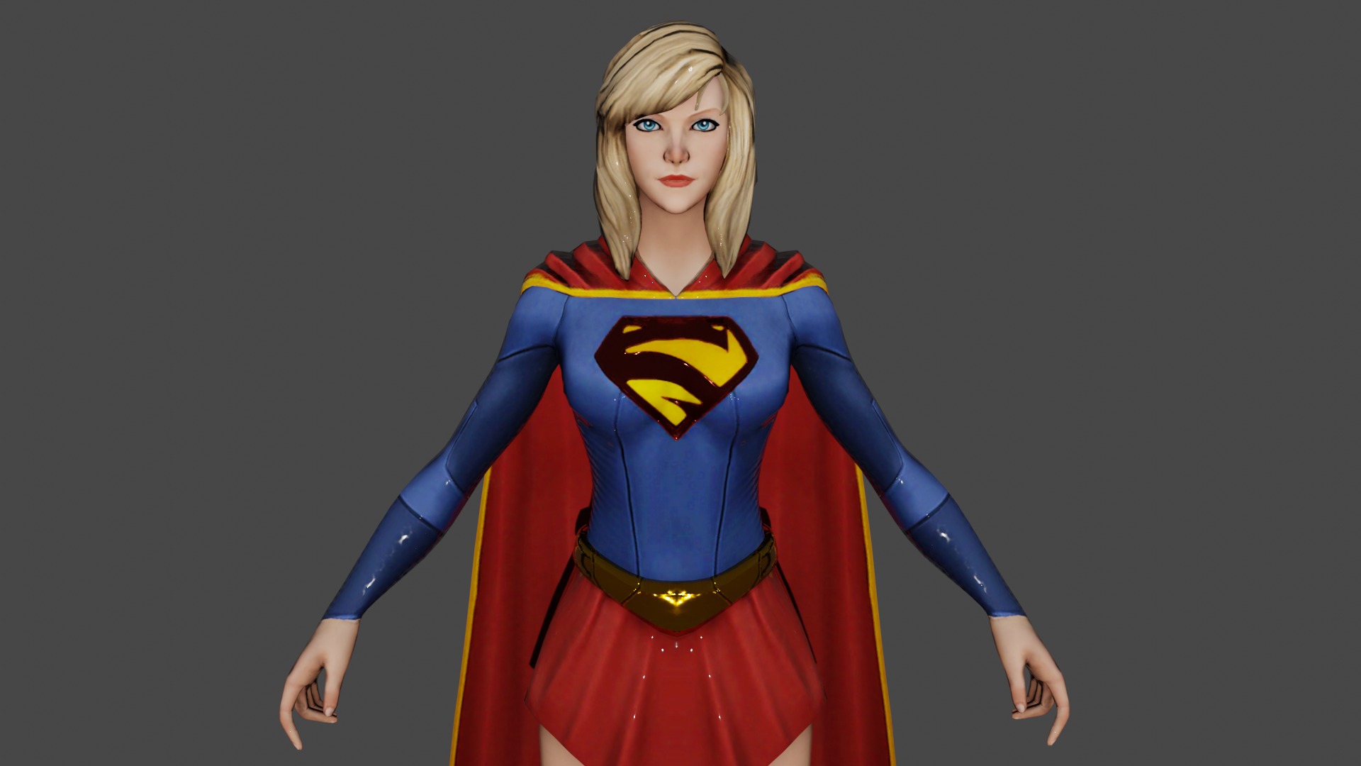 Supergirl Low-poly 3D model_2