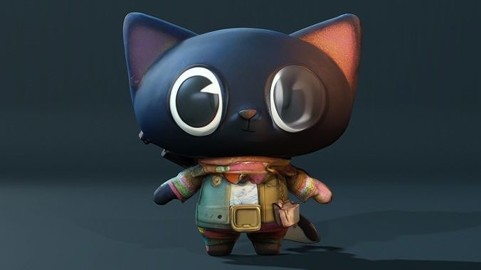 Cute cat Low-poly 3D model
