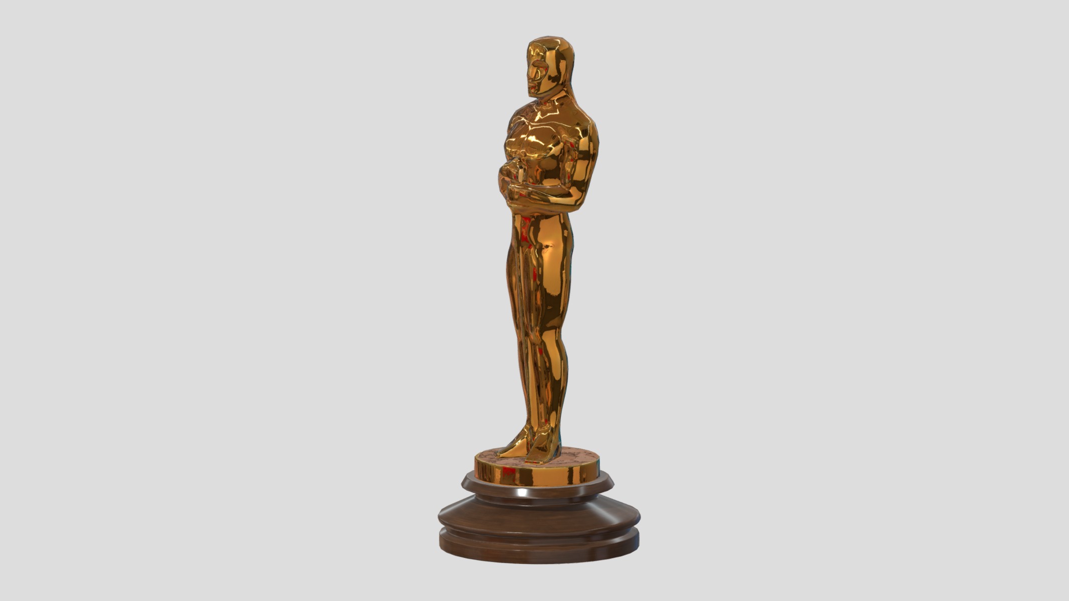 Oscar Award Gold Shiny Low Poly Low-poly 3D model_6