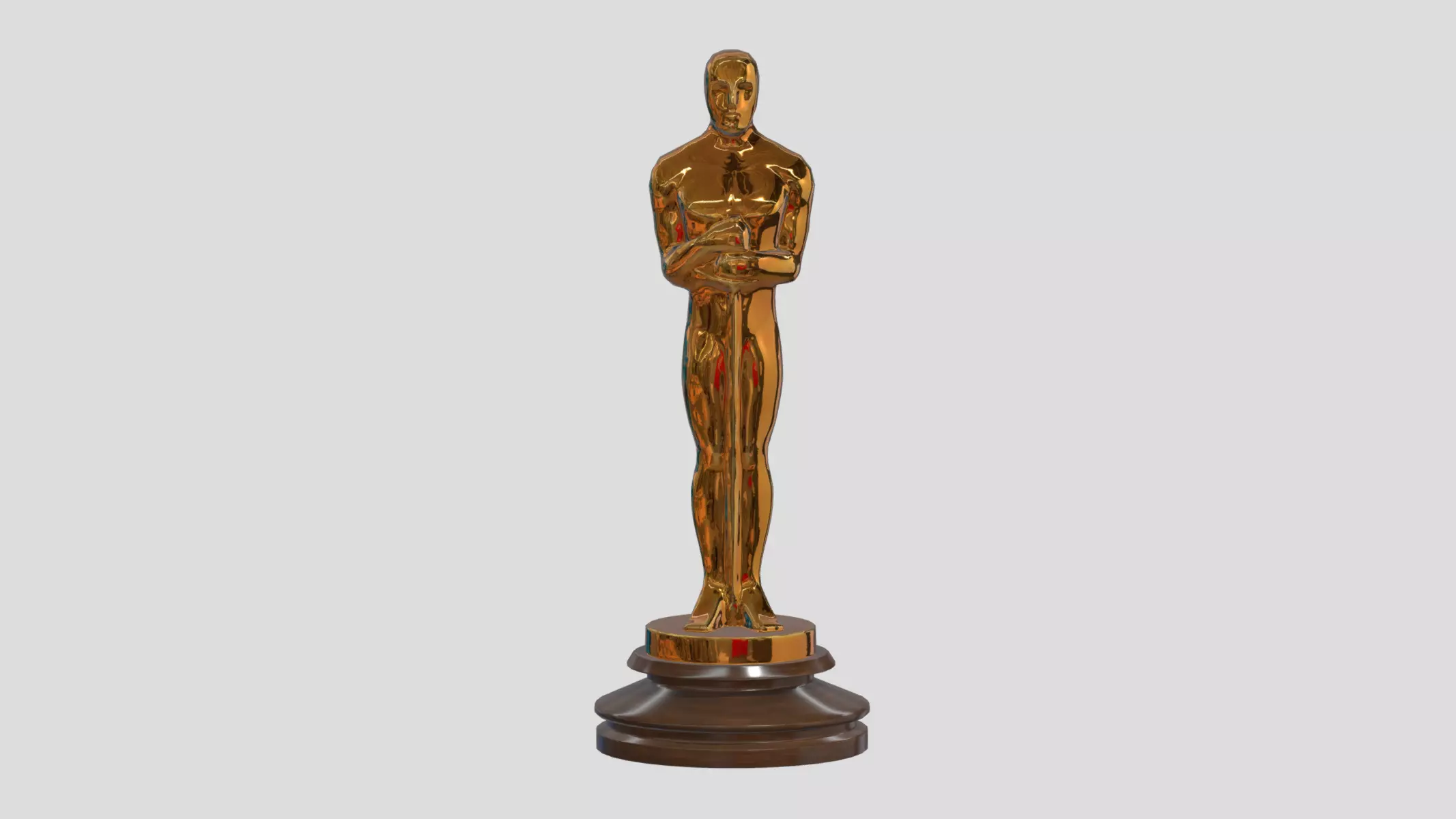 Oscar Award Gold Shiny Low Poly Low-poly 3D model_0