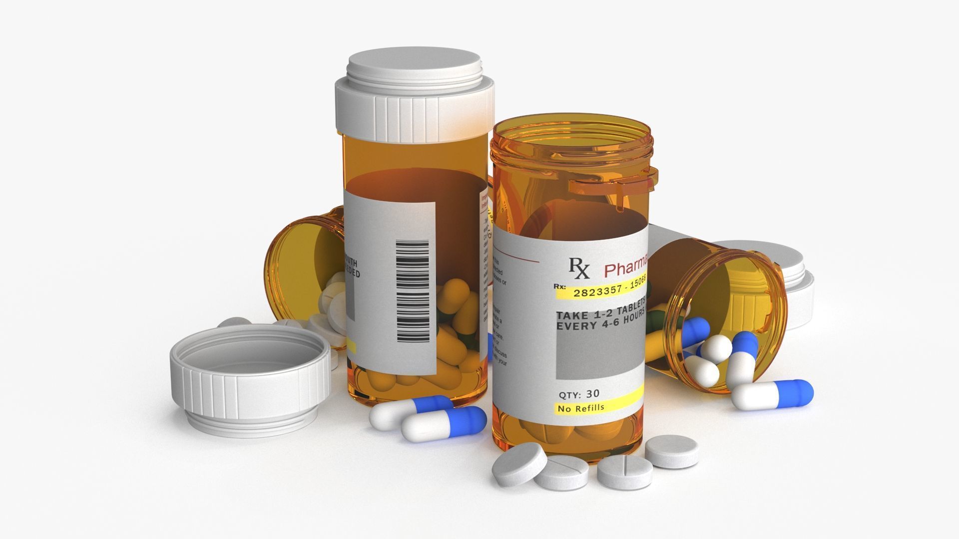 Pill Bottle Set Low-poly 3D model_2