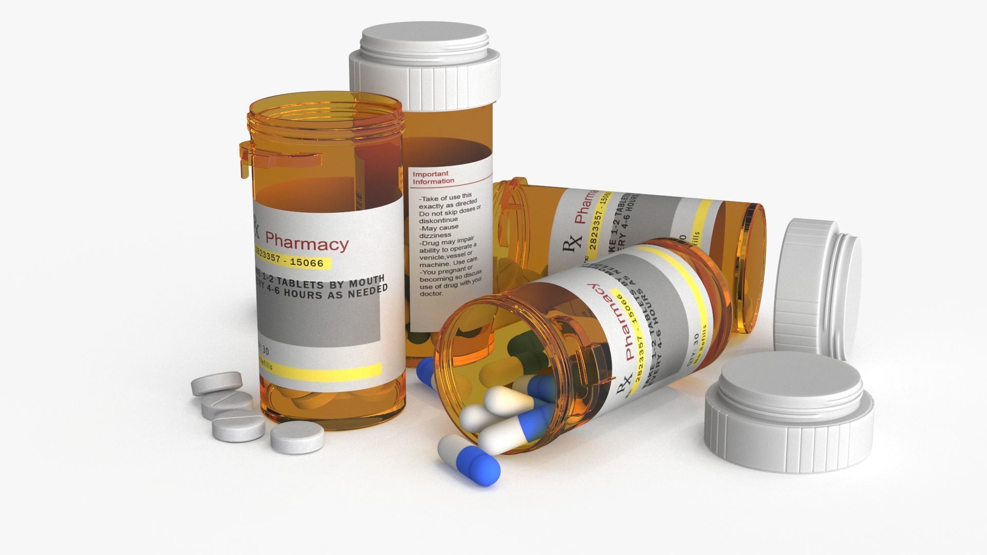 Pill Bottle Set Low-poly 3D model_12