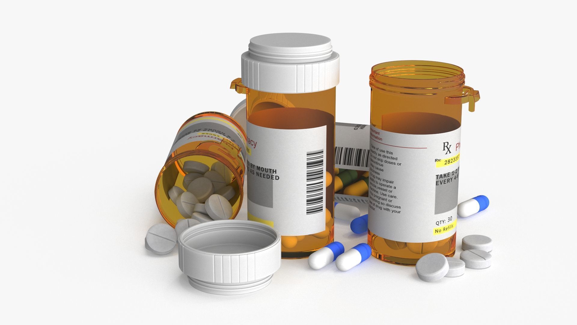 Pill Bottle Set Low-poly 3D model_8