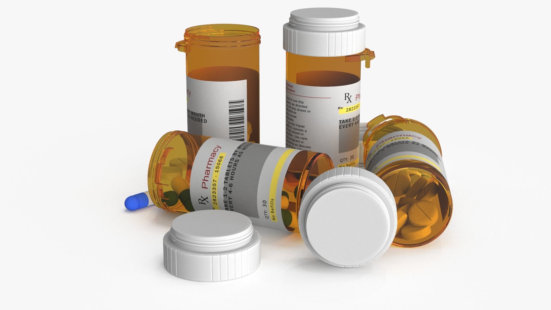 Pill Bottle Set Low-poly 3D model_11