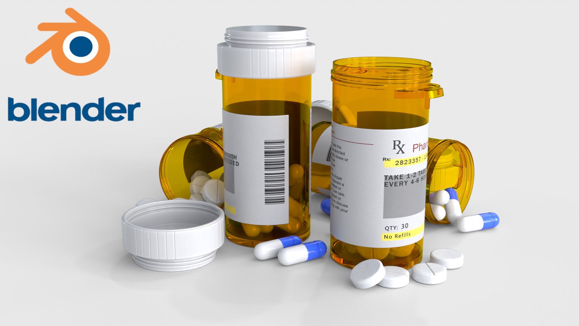 Pill Bottle Set Low-poly 3D model_7