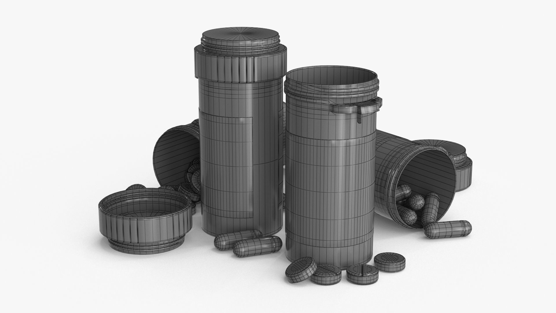Pill Bottle Set Low-poly 3D model_13