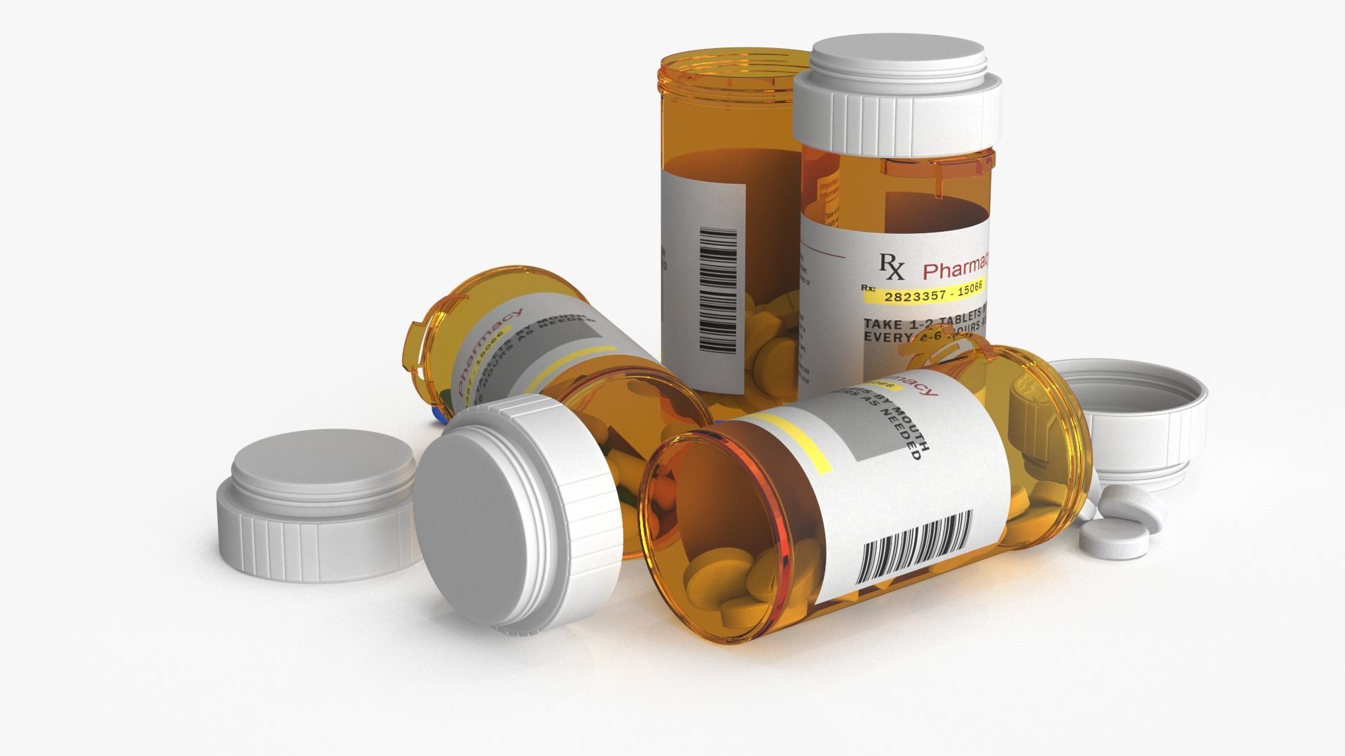Pill Bottle Set Low-poly 3D model_10